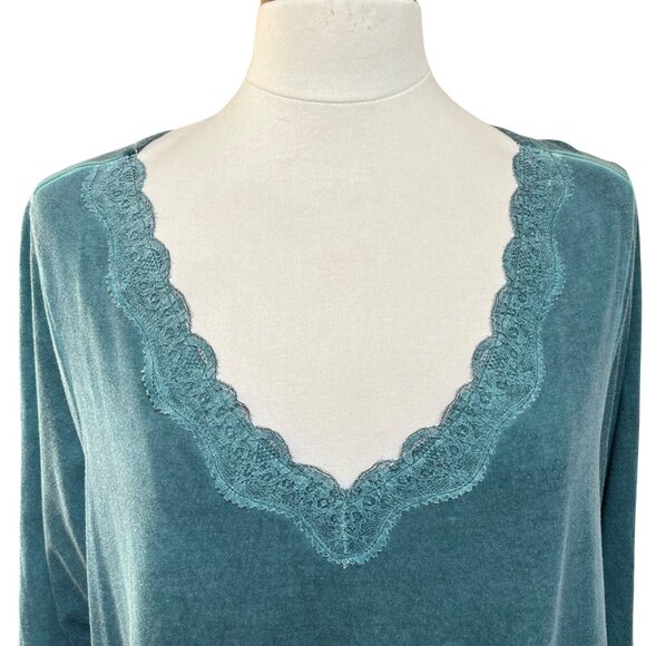 Lane Bryant Womens Teal Green Lace Trim Tunic Top‎ Polyester/Rayon Size 18/20 - Picture 2 of 10